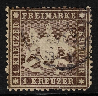 1861 1 Kr Wuerttemberg, German States, Germany,