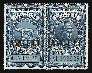 Italy, Trieste, Industry & Commerce, Revenue, Se-tenat, 'AMG - FTT' Overprint