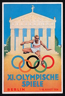 Olympic Games of 1936 Third Reich Nazi Propaganda Postcard
