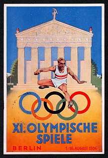 Olympic Games of 1936 Third Reich Nazi Propaganda Postcard