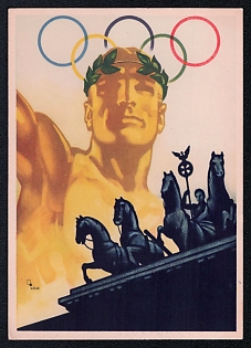 Olympic Games of 1936 Third Reich Nazi Propaganda Postcard
