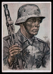 High Rank Military Personnel Portrait Third Reich Nazi Propaganda Postcard