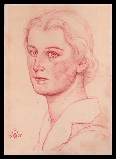Woman Portrait Third Reich Nazi Propaganda Postcard