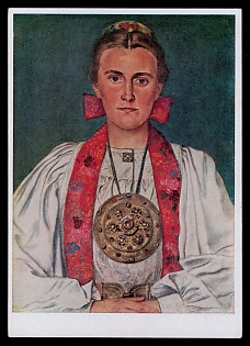 Woman Portrait Third Reich Nazi Propaganda Postcard