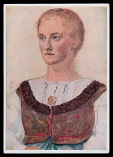 Woman Portrait Third Reich Nazi Propaganda Postcard