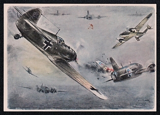 Military Aircraft Air Force Luftwaffe Third Reich Nazi Propaganda Postcard