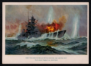 Navy Ships Deutsche Marine Third Reich Nazi Propaganda Postcard
