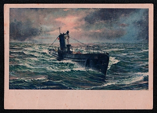 Submarine U-boat Navy Deutsche Marine Third Reich Nazi Propaganda Postcard