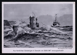 Submarine U-boat Navy Deutsche Marine Third Reich Nazi Propaganda Postcard