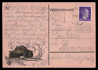 Tank Armored Forces Panzerwaffe Third Reich Nazi Propaganda Postcard