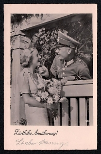 Soldiers and Civils Third Reich Nazi Propaganda Postcard