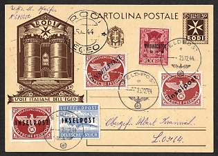 1944 Inselpost Rarity Postcard, Reich Military Mail, Fieldpost, Feldpost, Germany, Certificate