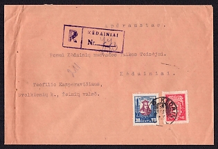 1930 (?) Local registartion cover Lithuania, Kedainiai, Sc.214 & Sc.247