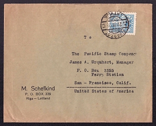 1928 Latvia international letter from Riga to USA, Sc.122