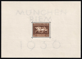 1936 Third Reich, Germany, Souvenir Sheet