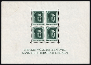 1937 Third Reich, Germany, Souvenir Sheet