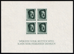 1937 Third Reich, Germany, Souvenir Sheet