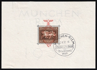 1937 Third Reich, Germany, Souvenir Sheet, Munich Postmark