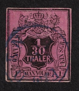1851 1/30 Thaler, Hannover, German States, Germany