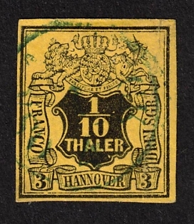 1851 1/10 Th - 3 SGR, Hannover, German States, Germany