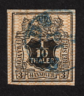 1856 1/10 Th - 3 SGR, Hannover, German States, Germany,
