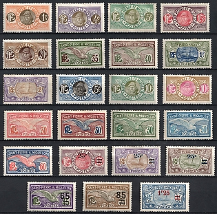 1909-24 Saint Pierre and Miquelon, French Colonies, Stock of Stamps