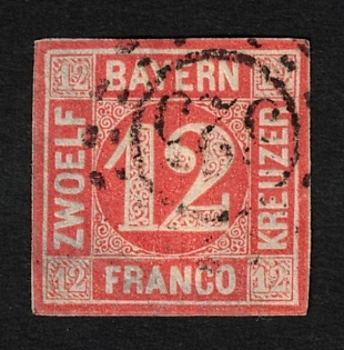 1850 12 Kr Bavaria, German States, Germany