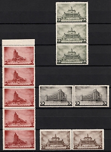 1937 Architecture of New Moscow, Soviet Union, USSR, Russia, Pairs and Strips