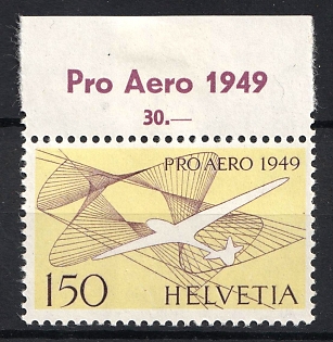 1949 150m Switzerland, Airmail, Complete Set, Margin, Sheet Inscription