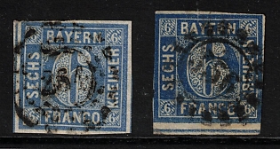 1862 6 Kr Bavaria, German States, Germany