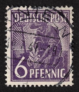 1947 6 Pf Joint Issue, Variation Of Color, Allied Occupation, Germany, Signed