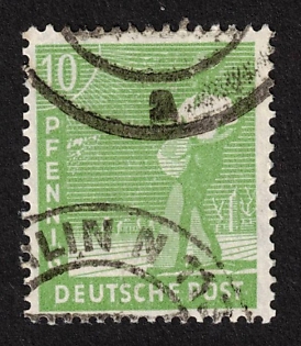 1947 10 Pf Joint Issue, Variation Of Color, Allied Occupation, Germany, Signed