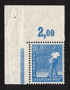 1947 20 Pf Joint Issue, Variation Of Color, Non Perforated Margin, Allied Occupation, Germany, Certificate