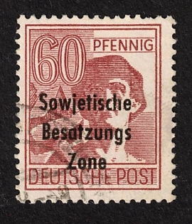 1945-1946 60pf General Issue, Plate Failure, Soviet Occupation Zone, Germany, Signed
