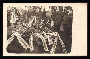 1919 Czechoslovak Legion in Siberia, WWI Russian Military Funeral Postcard – Soldiers at Grave with Wreaths, Real Photo RPPC