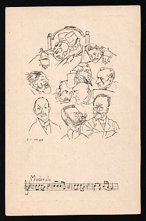 1917 Military Board, Ukrainian Sich Riflemen, Ukraine, Caricatures, Postcard