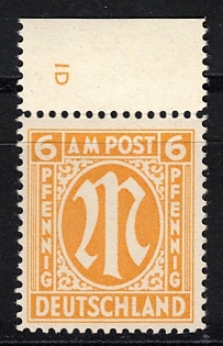 1945 6 Pf American and British Zones (Bizone), Variation of Perforation, Margin, Plate Number, Allied Occupation, Germany, Certificate