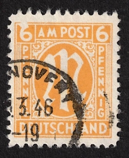 1945 6 Pf American and British Zones (Bizone), Variation of Perforation, Plate Failure, Allied Occupation, Germany, Certificate
