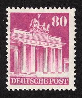 1948 80 Pf American and British Zones (Bizone), Variation of Perforation, Allied Occupation, Germany, Signed