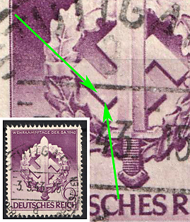 1942 6pf Third Reich, Germany, Complete Set, White Dot in the Lower Left Corner of the Swastika