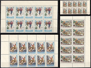 1959 Tourism in the USSR, Soviet Union, USSR, Russia, Complete Set, Blocks of Ten, Corner Margins