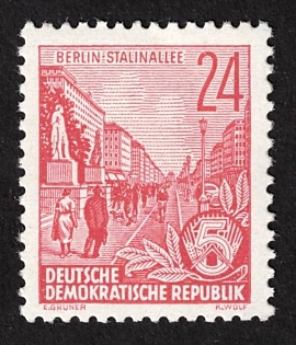 1953 24 Pf German Democratic Republic (GDR), Variation of Watermark, Germany, Signed