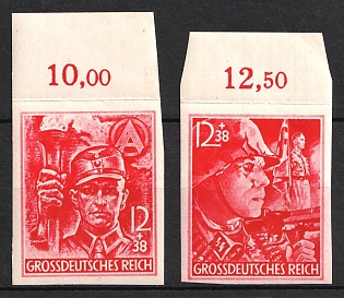 1945 Third Reich, Germany, Complete Set, Imperforate, Margin, Plate Number