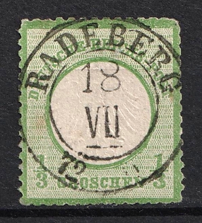 1872 1/3gr German Empire, Small Breast Plate, Germany, RADEBERG Postmark