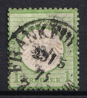 1872 1kr German Empire, Small Breast Plate, Germany, Signed, FRANKFURT Postmark