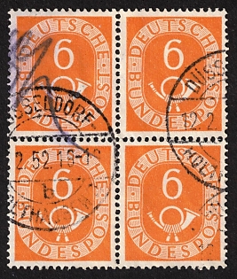 1951 6 Pf Federal Republic of Germany (FRG), Block of Four, Signed