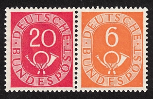 1951 20+6 Pf Federal Republic of Germany (FRG), Se-tenant, Signed