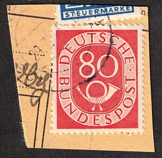 1951 80 Pf Federal Republic of Germany (FRG), Rare Plate Failure, Certificate