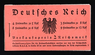 1933 Complete Booklet with stamps of Third Reich, Germany, Excellent Condition