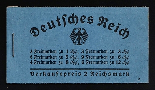 1934 Complete Booklet with stamps of Third Reich, Germany, Excellent Condition